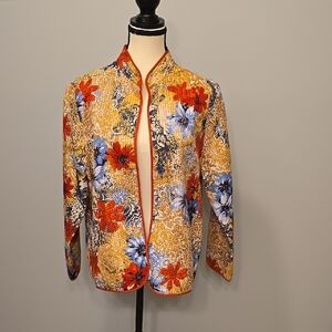 Alfred Dunner Golden Yellow Blazer with Floral Pattern